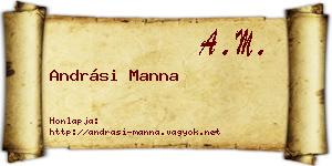 Andrási Manna névjegykártya